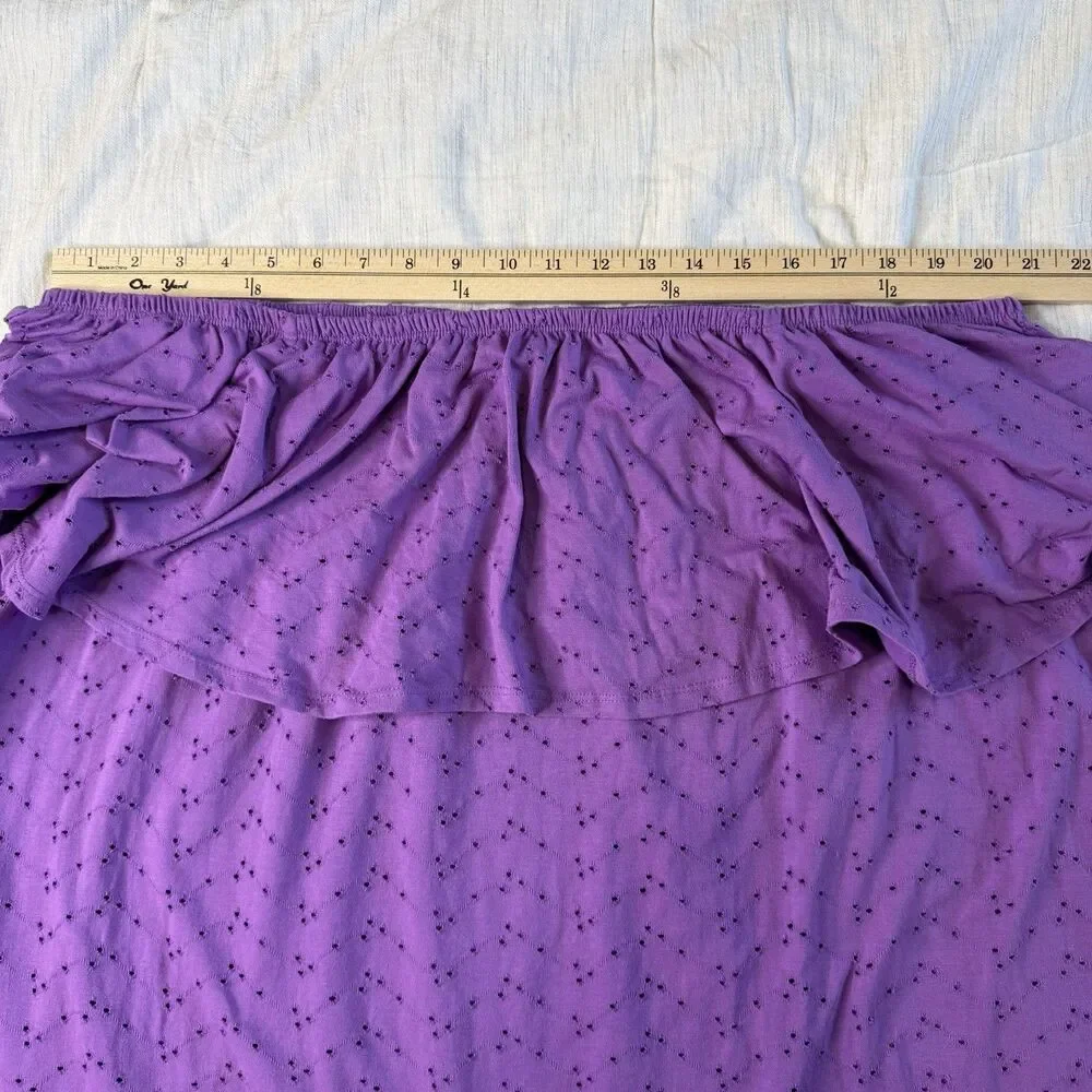 Woman Within Purple Eyelet Off the Shoulder Blouse Top Size 2X 26/28 Feminine